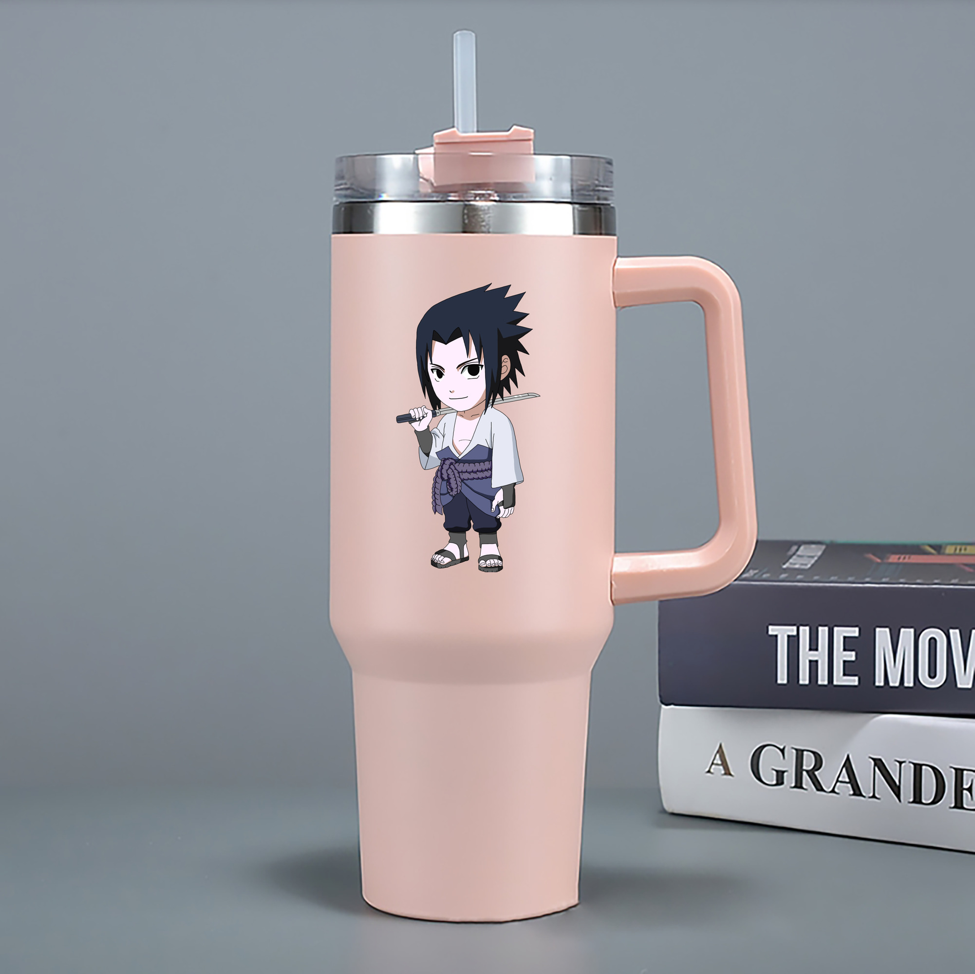 （画像用） NARUTO -ナルト- うちは サスケ Uchiha Sasuke 1200mL車用タンブラー - クリスタルステッカー（プラスチックストロー付き）